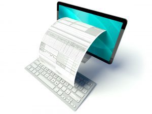 Image of desktop computer screen with tax form or invoice